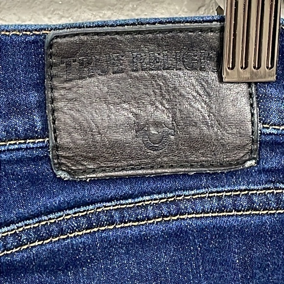 True Religion Halle Mid Rise Super Skinny Jeans Dark Wash Sz 31 - Picture 5 of 12